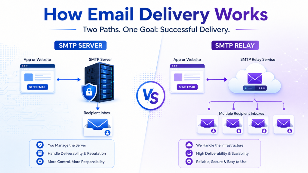Email delivery comparison server vs relay